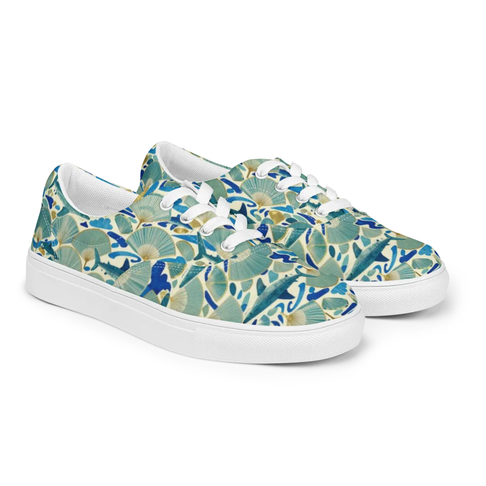Tidal Ginkgo on Men's Lace-Up Canvas Shoes — Right Front