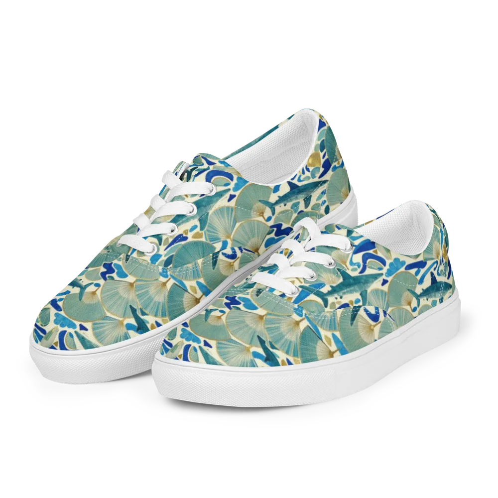 Tidal Ginkgo on Men's Lace-Up Canvas Shoes — Left Front