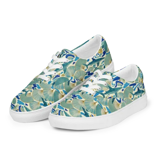 Tidal Ginkgo on a Men's Lace-Up Canvas Shoes