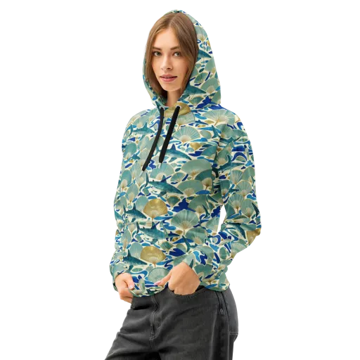 Tidal Ginkgo on a Cotton Hoodie