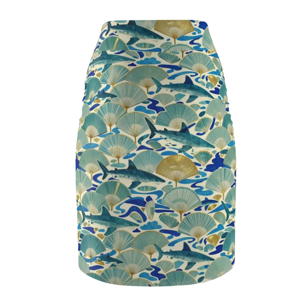 Tidal Ginkgo on Pencil Skirt — Back