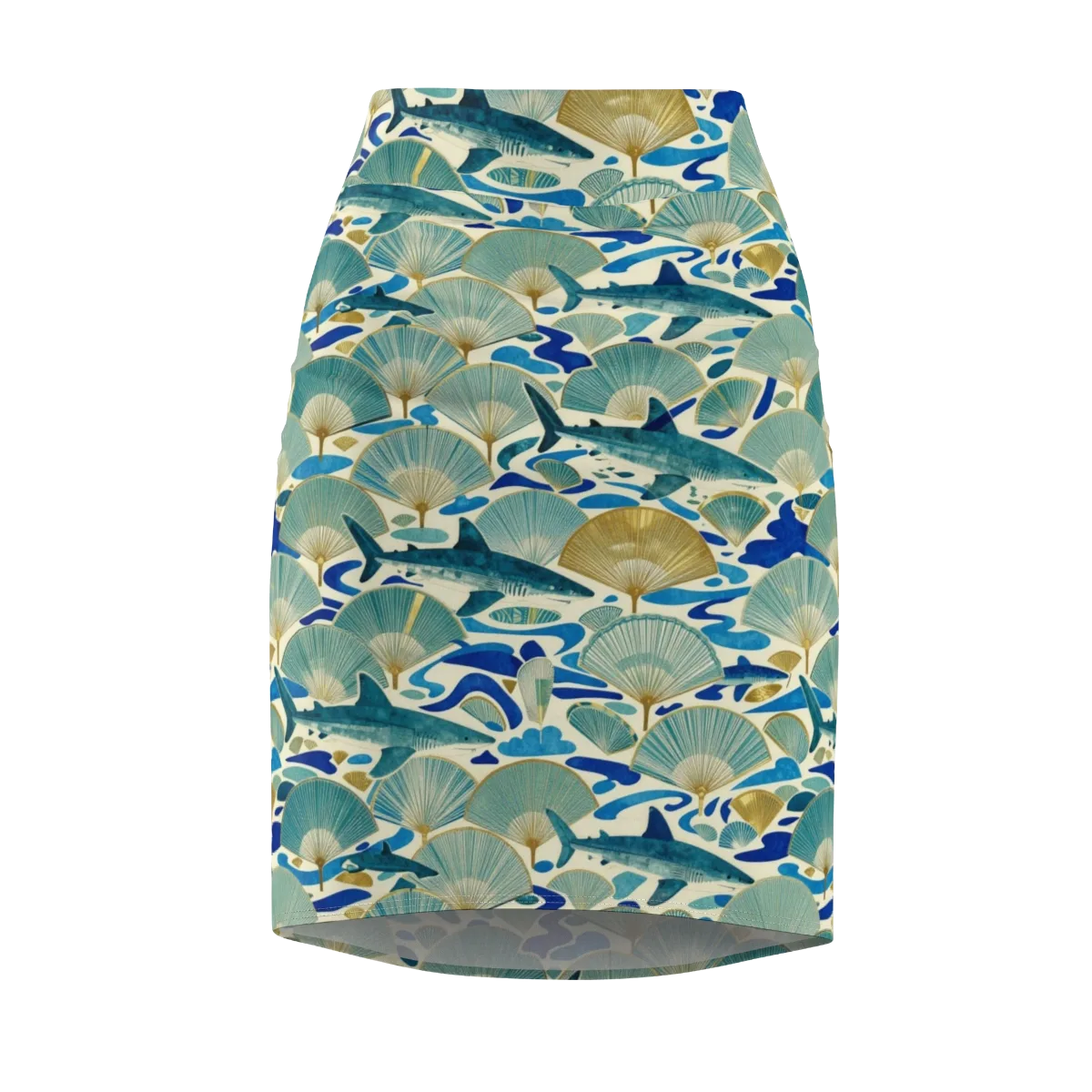 Tidal Ginkgo on Pencil Skirt — Front