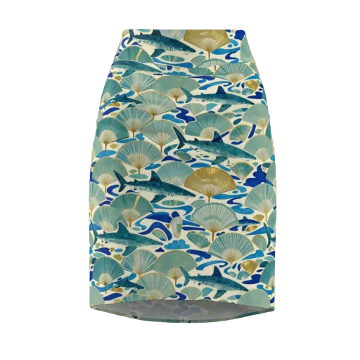 Tidal Ginkgo on a Pencil Skirt
