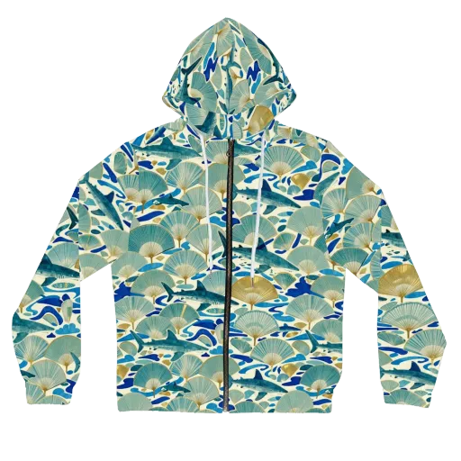 Tidal Ginkgo on a Women's Full-Zip Hoodie