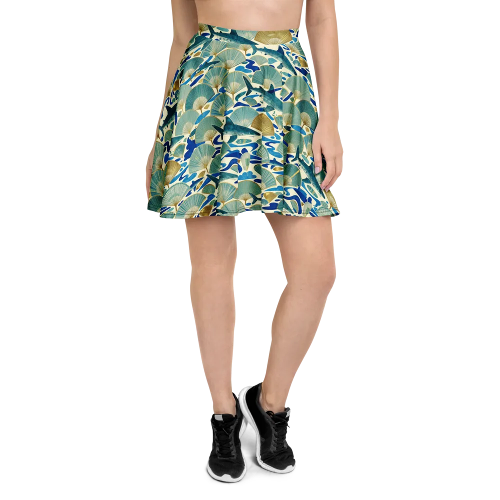 Tidal Ginkgo on Skater Skirt — Front