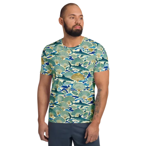 Tidal Ginkgo on a Men's Athletic T-Shirt