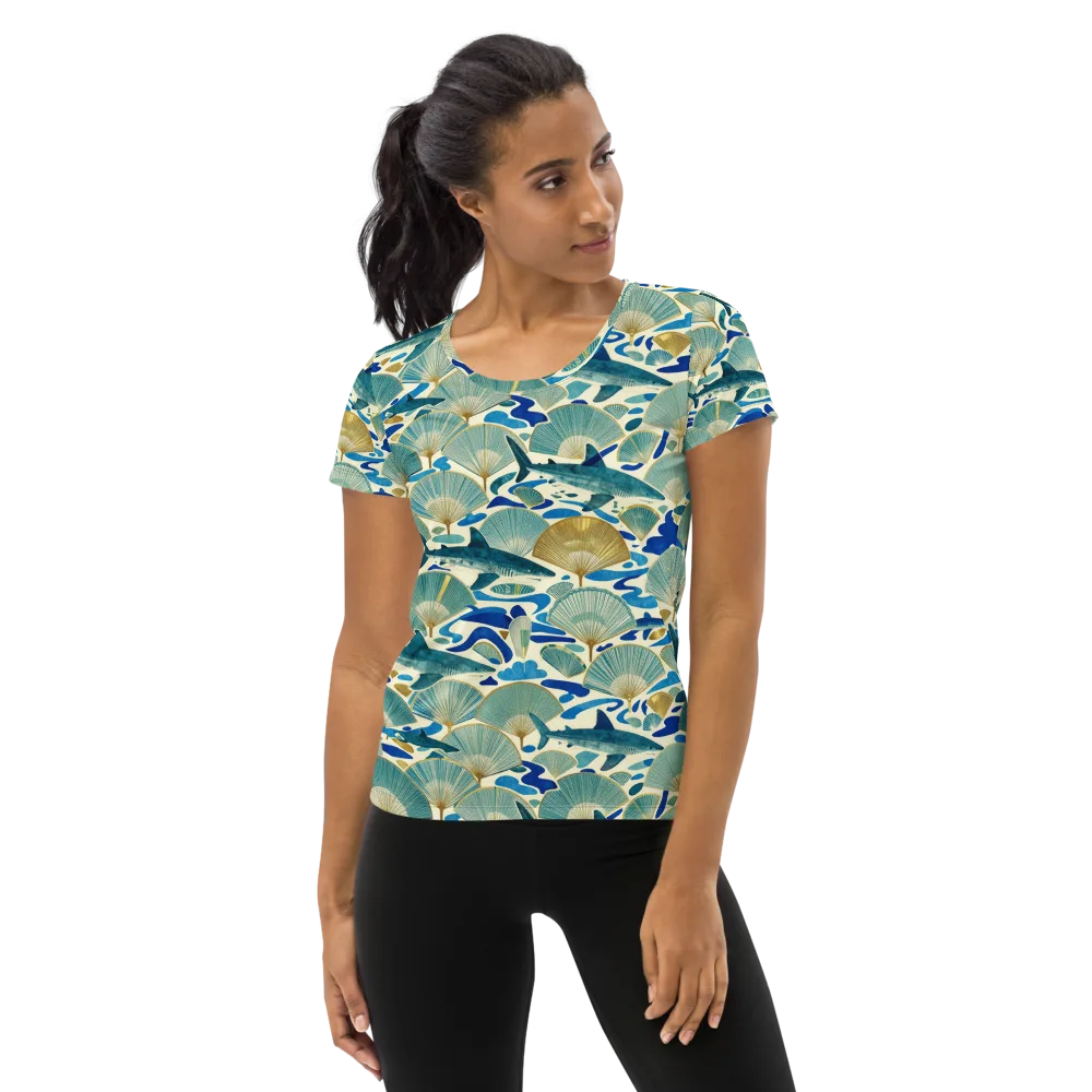 Tidal Ginkgo on Women's Athletic T-Shirt — Front