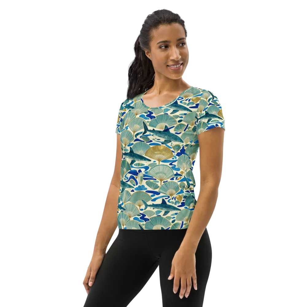 Tidal Ginkgo on Women's Athletic T-Shirt — Left