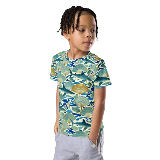 Tidal Ginkgo on a Kids Crew Neck T-Shirt