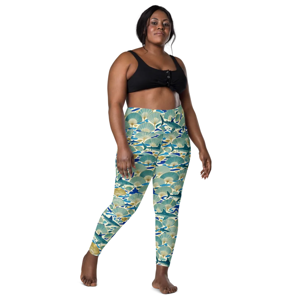 Tidal Ginkgo on Leggings with Pockets — Front