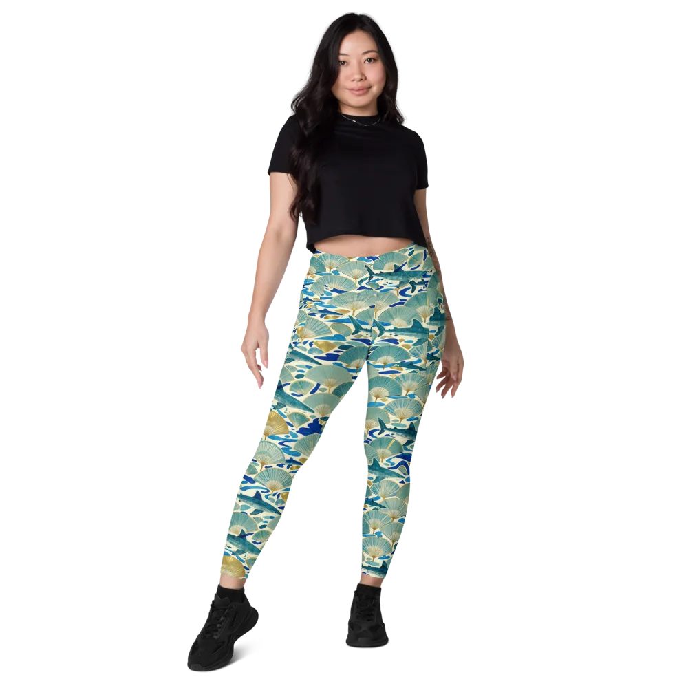 Tidal Ginkgo on Leggings with Pockets — Front
