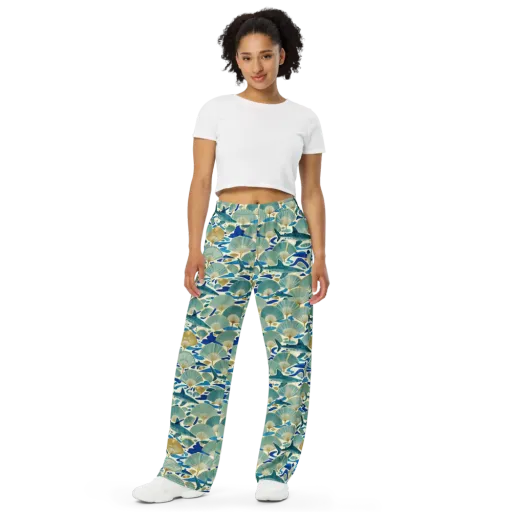 Tidal Ginkgo on a Wide-Leg Pants