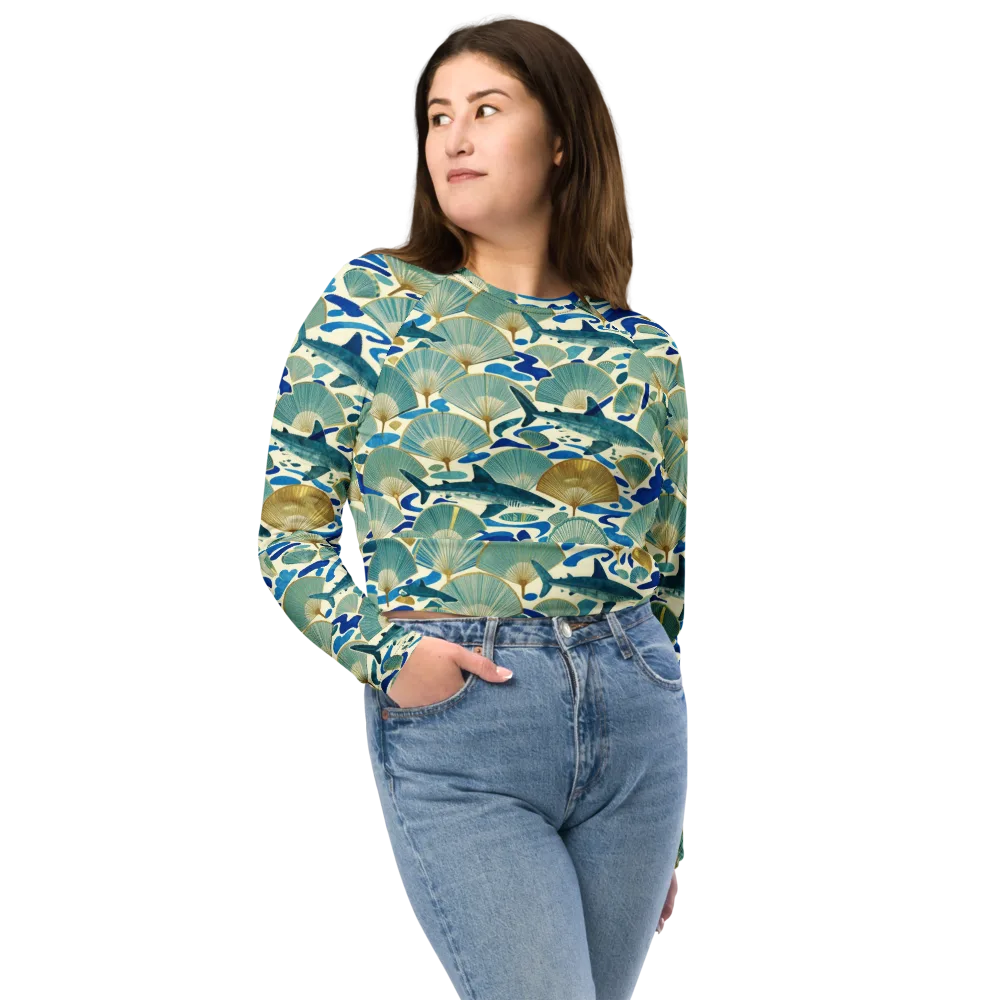 Tidal Ginkgo on Long Sleeve Crop Top — Front
