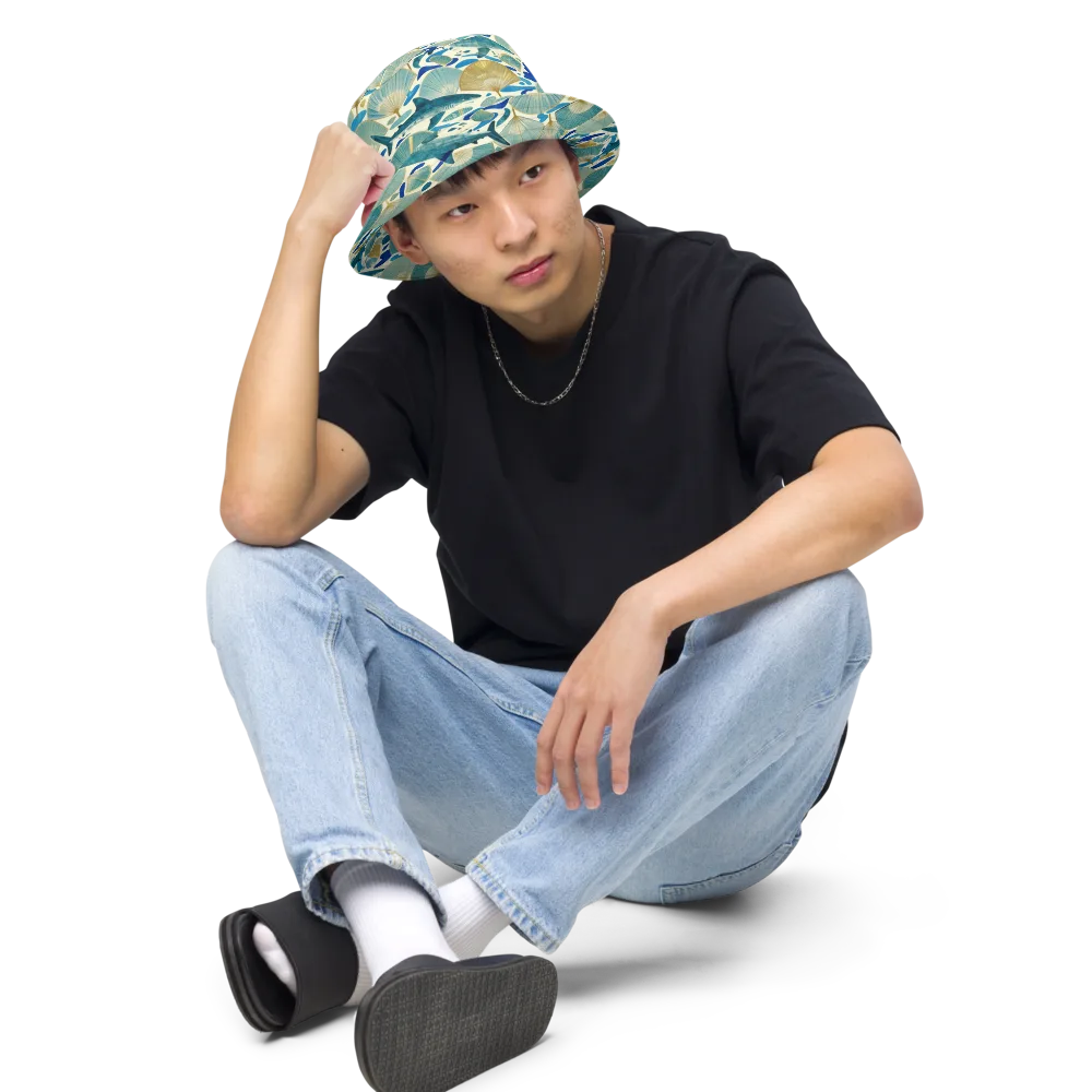 Tidal Ginkgo on Reversible Bucket Hat — Front 2 Inside