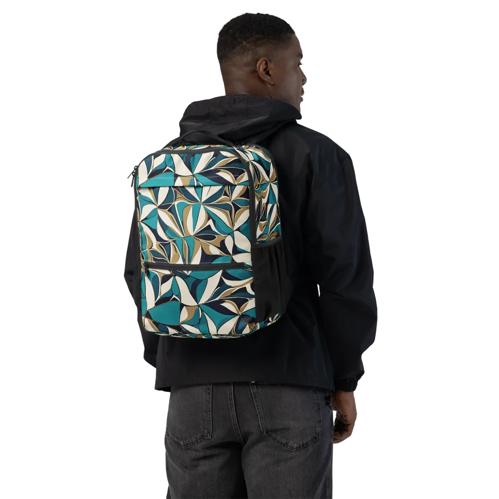 Teal Gilded Bloom on Utility Backpack — Back