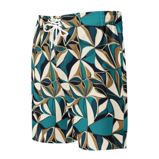 Teal Gilded Bloom on a Men's Board Shorts
