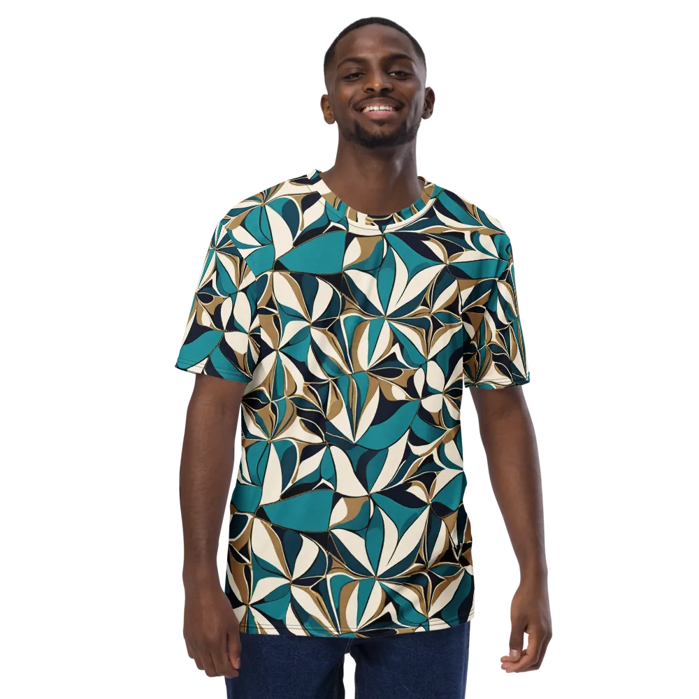 Teal Gilded Bloom on Men's Crew Neck T-Shirt — Front