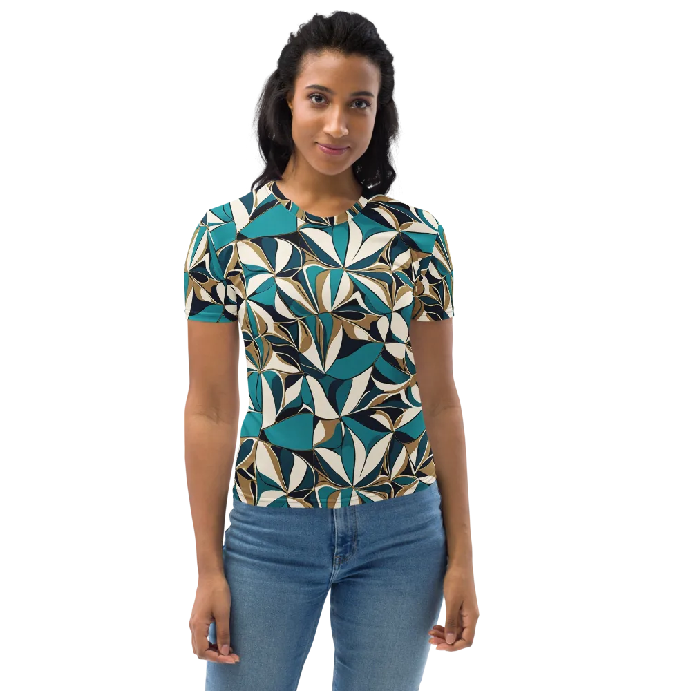 Teal Gilded Bloom on Women's Crew Neck T-Shirt — Front