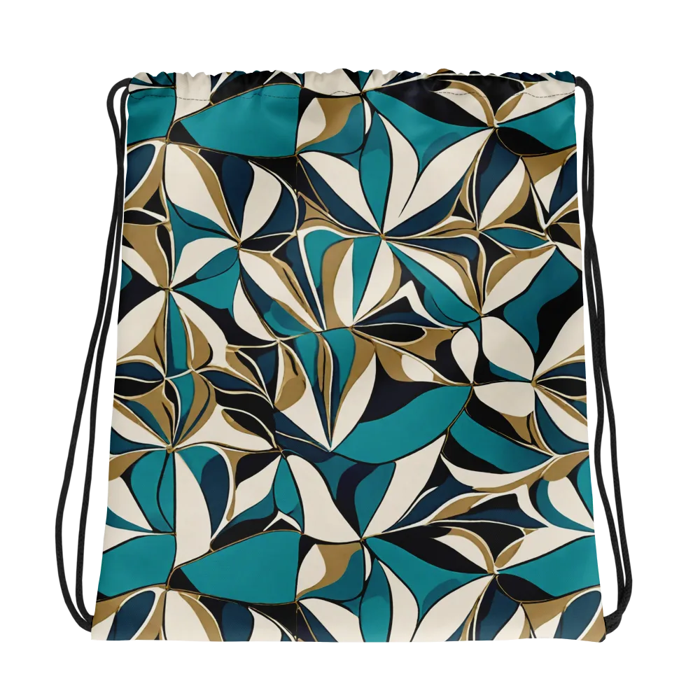 Teal Gilded Bloom on Drawstring Bag — Photo