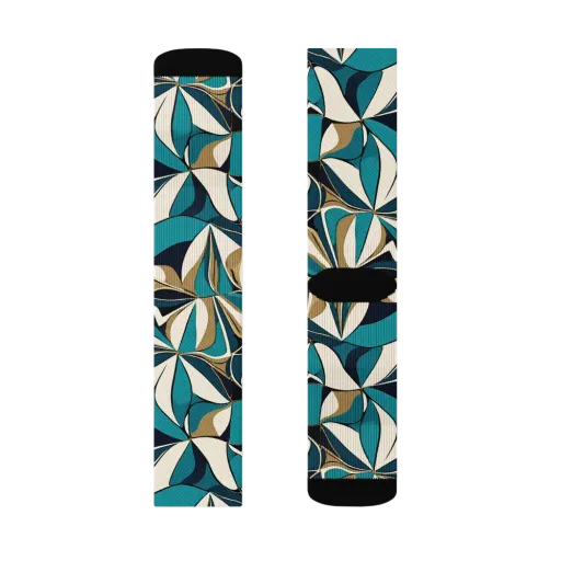 Teal Gilded Bloom on a Socks