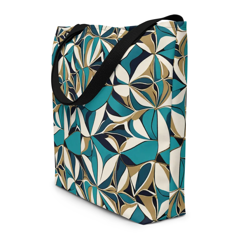 Teal Gilded Bloom on Large Tote Bag W/ Pocket — Front