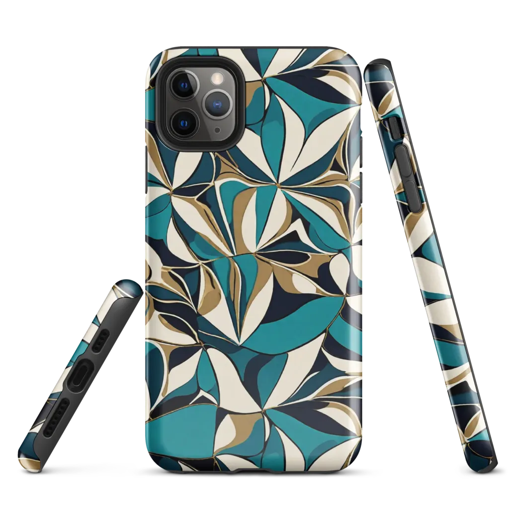 Teal Gilded Bloom on Tough Case for iPhone® — Front