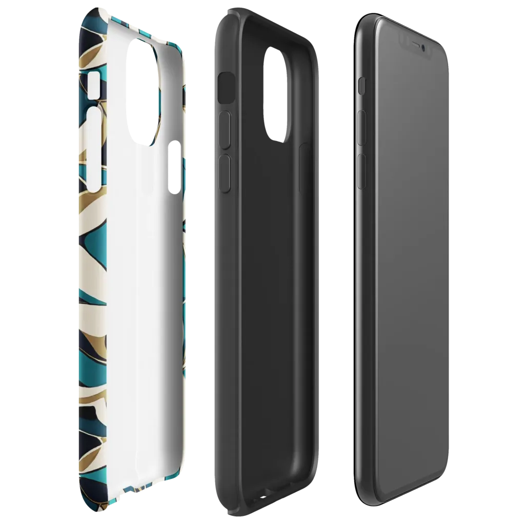 Teal Gilded Bloom on Tough Case for iPhone® — Right