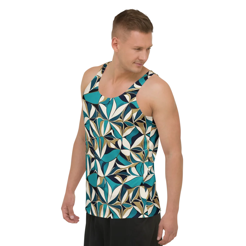 Teal Gilded Bloom on Men's Tank Top — Left Front