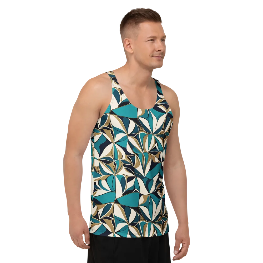 Teal Gilded Bloom on Men's Tank Top — Right Front