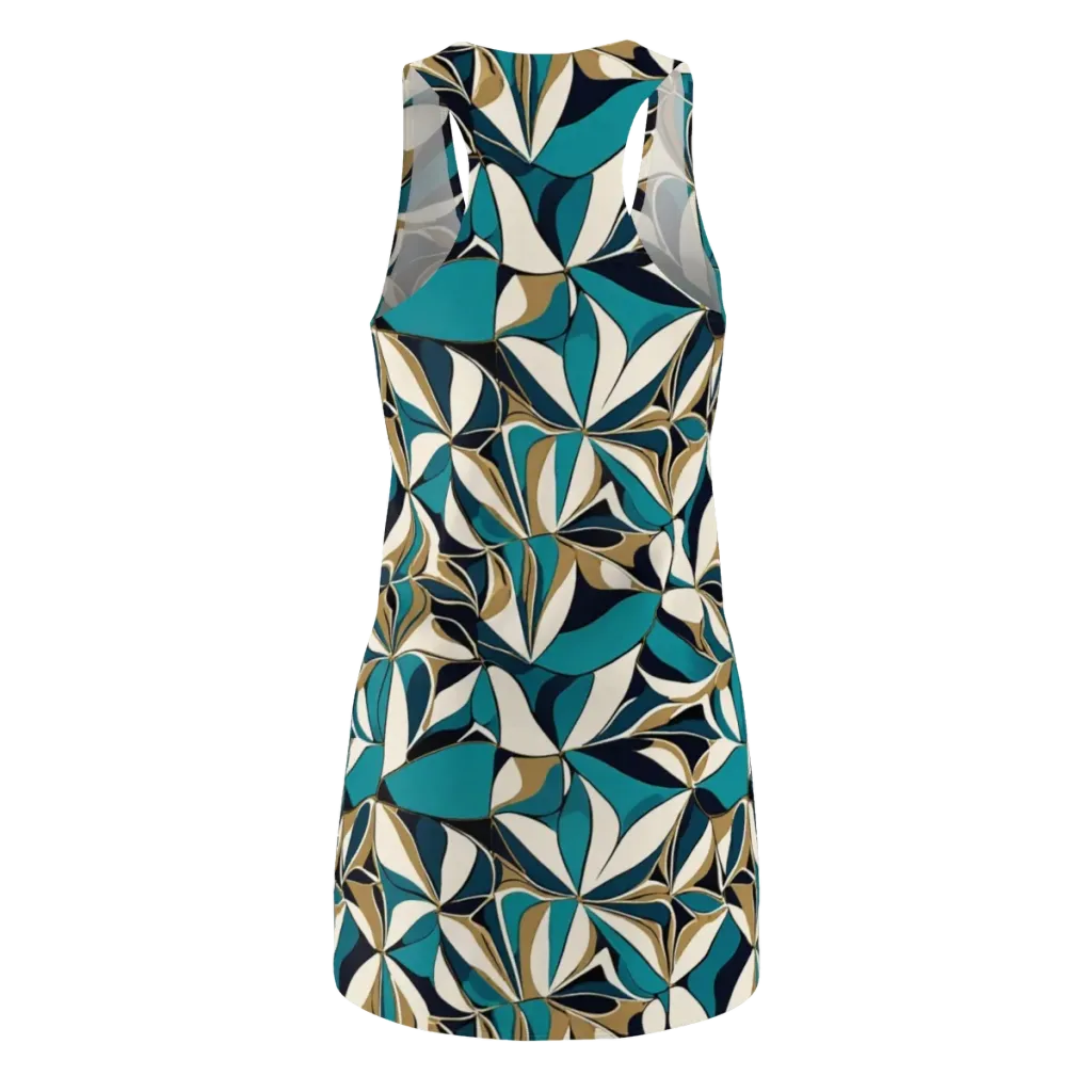 Teal Gilded Bloom on Racerback Dress — Back