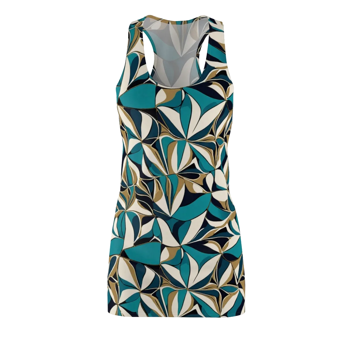 Teal Gilded Bloom on Racerback Dress — Front
