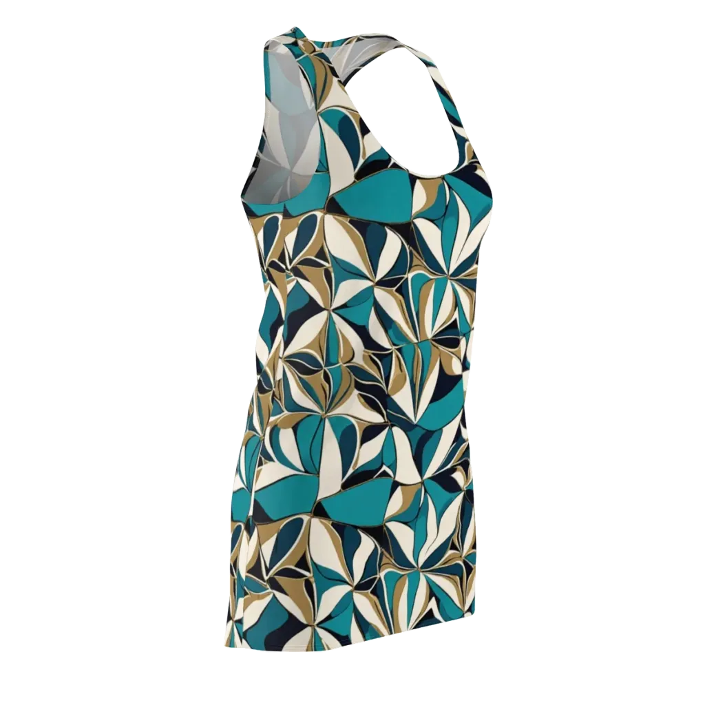 Teal Gilded Bloom on Racerback Dress — Front Side