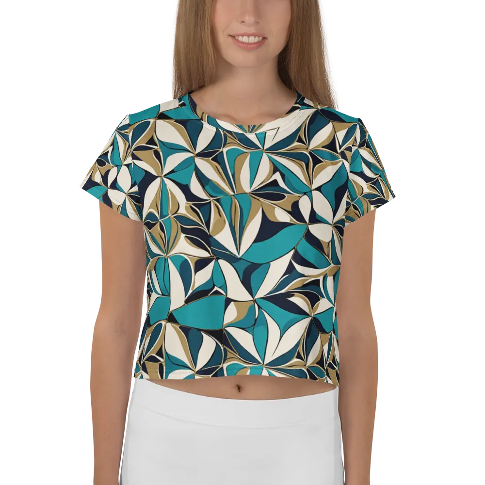 Teal Gilded Bloom on Crop Tee — Front