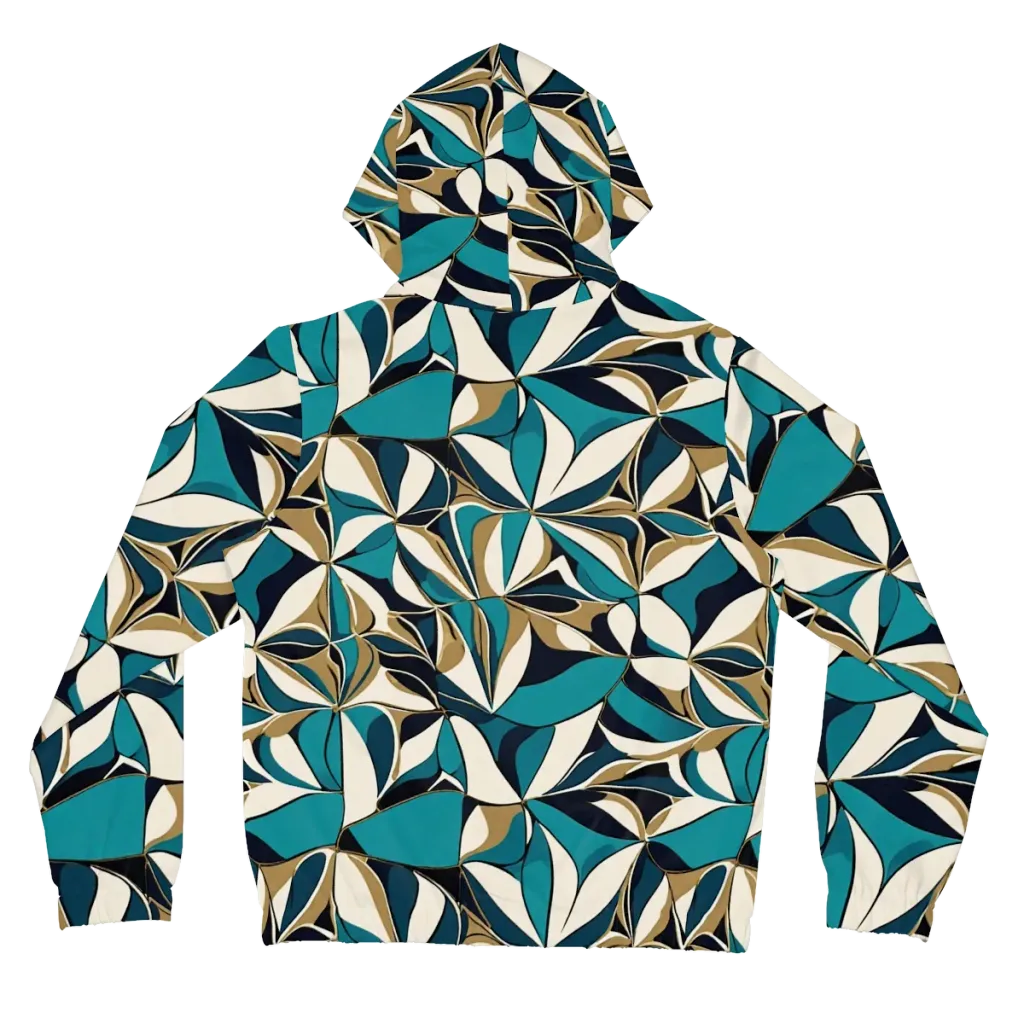 Teal Gilded Bloom on Women's Full-Zip Hoodie — Back