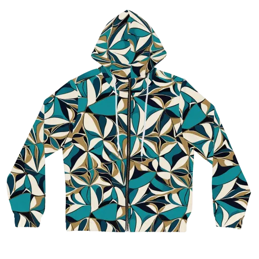 Teal Gilded Bloom on a Women's Full-Zip Hoodie