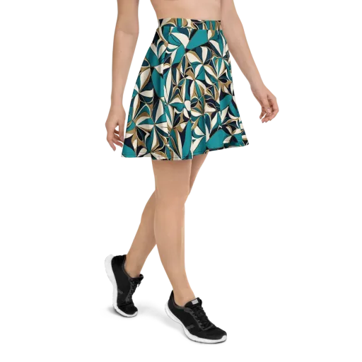 Teal Gilded Bloom on a Skater Skirt