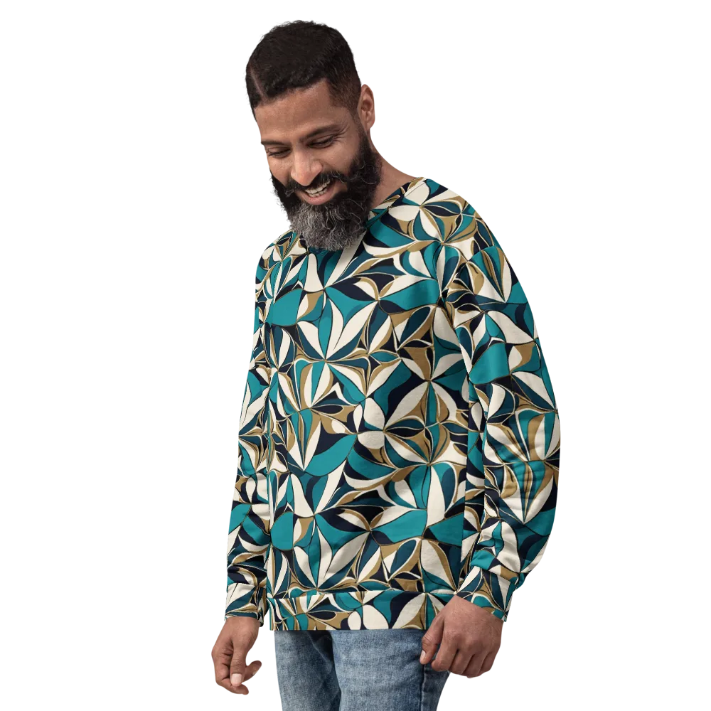 Teal Gilded Bloom on Sweatshirt — Left Front