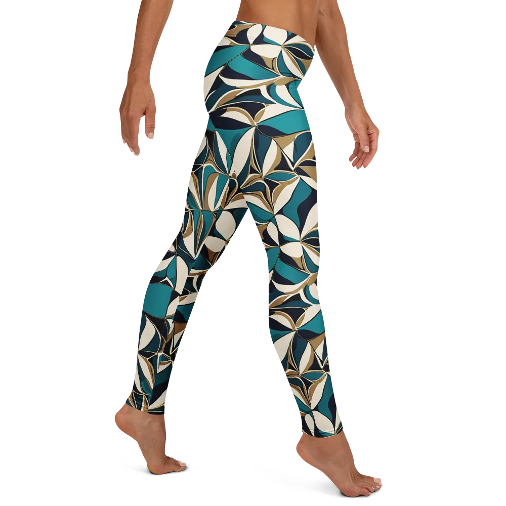 Teal Gilded Bloom on Leggings — Right