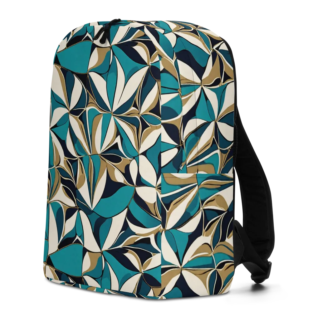 Teal Gilded Bloom on Minimalist Backpack — Left