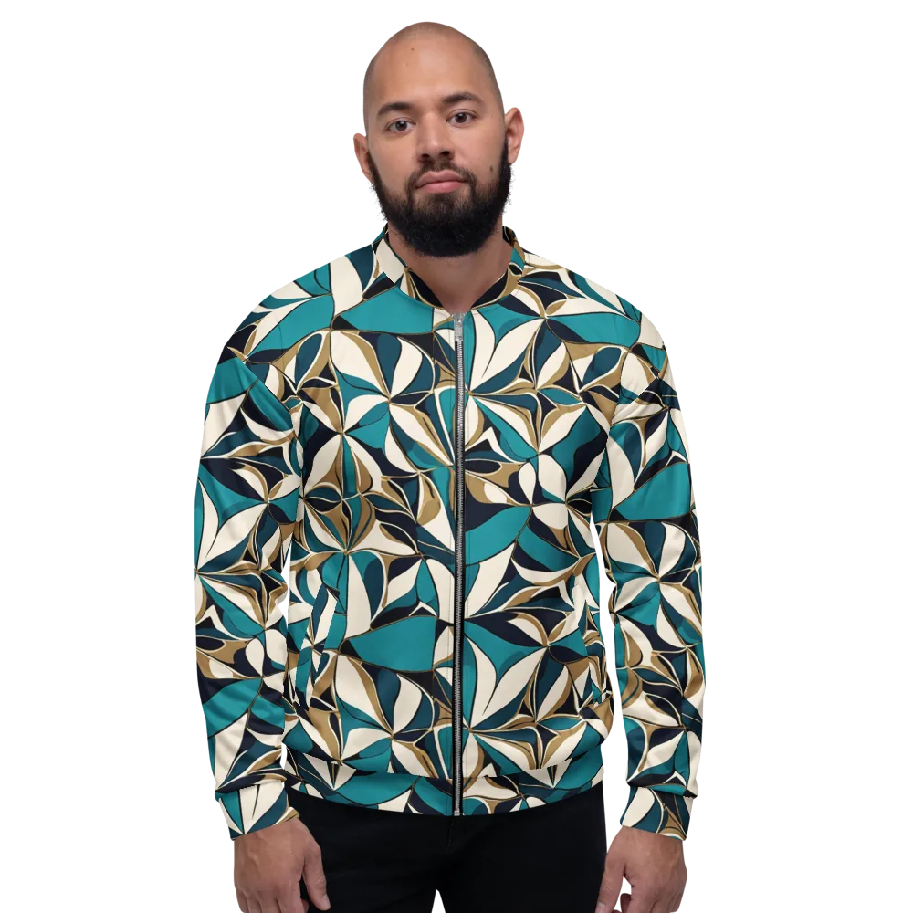 Teal Gilded Bloom on Bomber Jacket — Front
