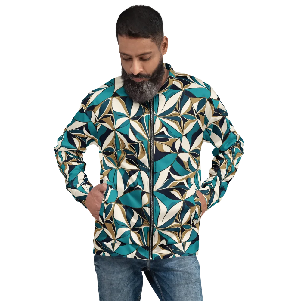 Teal Gilded Bloom on Bomber Jacket — Front