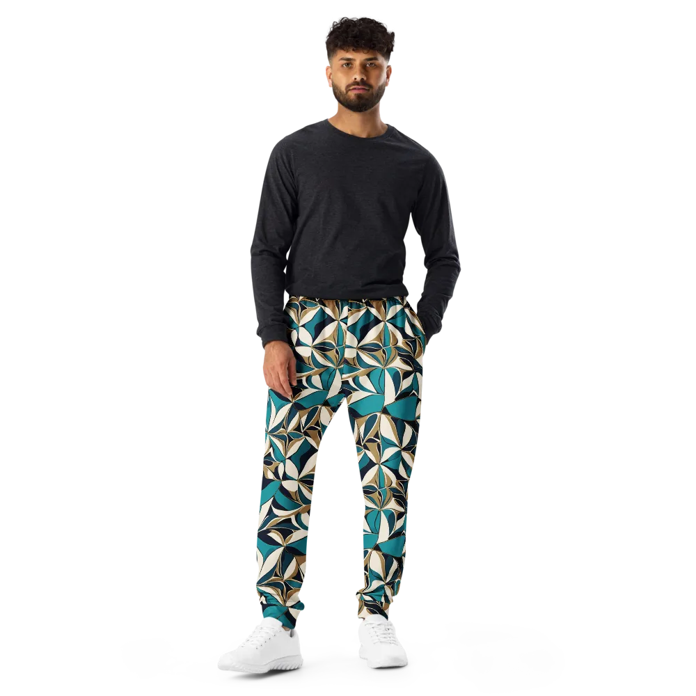 Teal Gilded Bloom on Men's Joggers — Front
