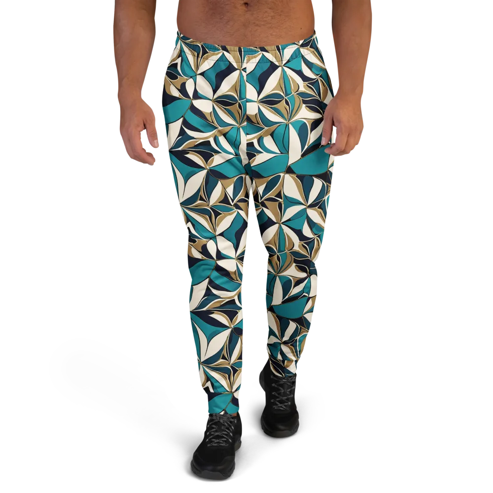 Teal Gilded Bloom on Men's Joggers — Front