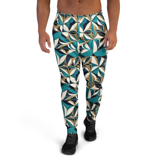 Teal Gilded Bloom on a Men's Joggers