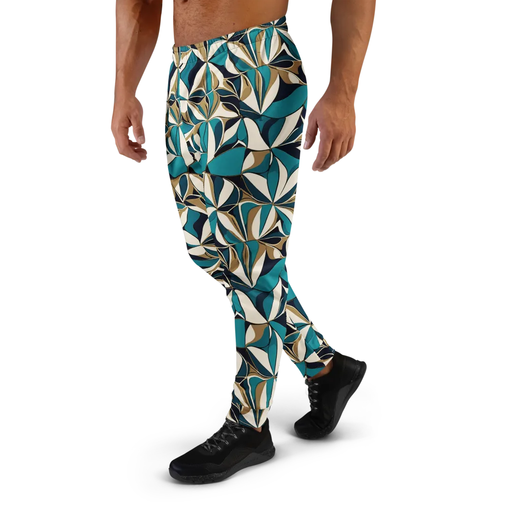 Teal Gilded Bloom on Men's Joggers — Left