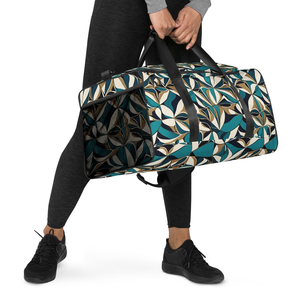 Teal Gilded Bloom on Duffle Bag — Right Front
