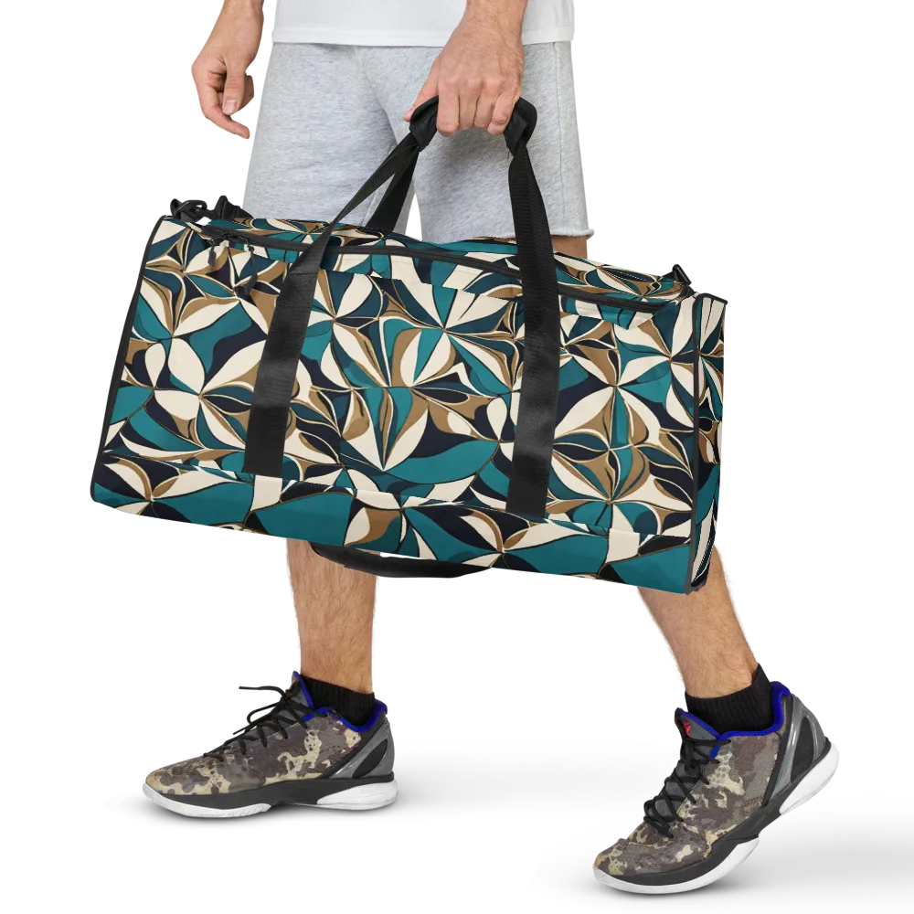 Teal Gilded Bloom on Duffle Bag — Front