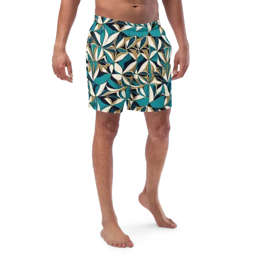 Teal Gilded Bloom on a Swim Trunks