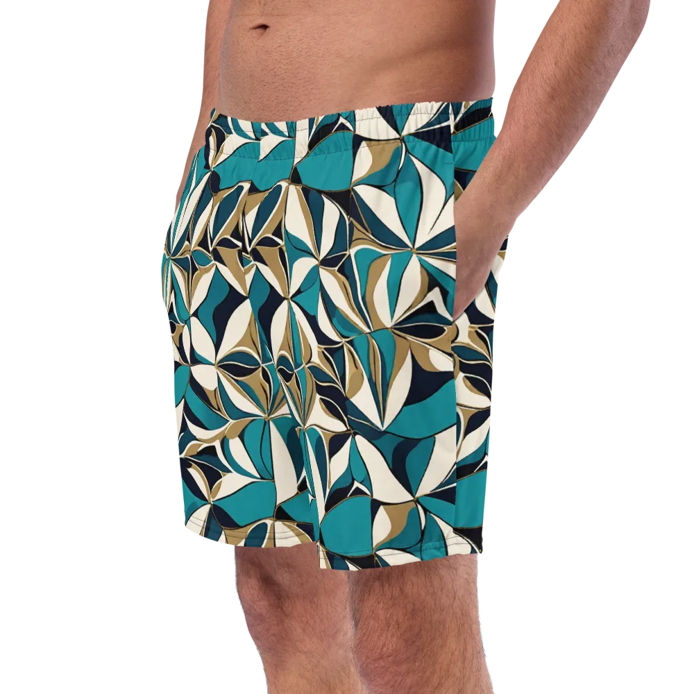 Teal Gilded Bloom on Swim Trunks — Left Front
