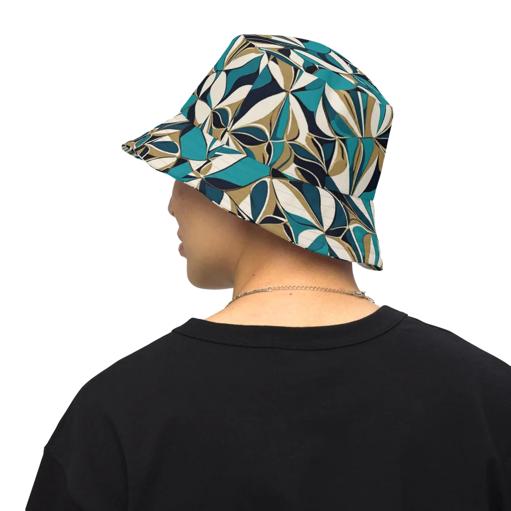 Teal Gilded Bloom on Reversible Bucket Hat — Back Inside